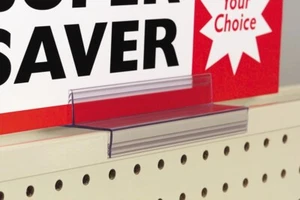 Sign Holder for Gondola in Clear PVC 2 3/4 Wide x 6 Long Inch- 2 LOT - Picture 1 of 2