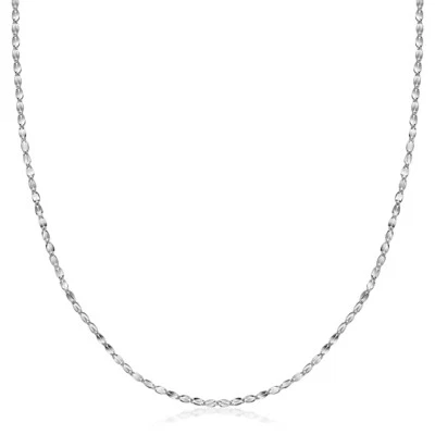 Collar de cadena espejo corte diamante 2 mm oro blanco 14K Foto 1 de 4