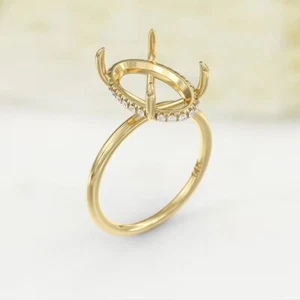 10x8mm Oval Semi Mount Ring – Sterling Silver Solitaire Setting for Engagement - Picture 1 of 7