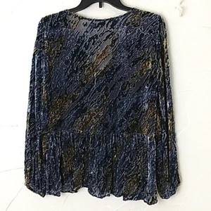 Sundance Burnout Velvet Silk Blend Peplum Top Sz Small Whimsigoth Boho - Picture 1 of 6
