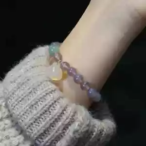 Natural Gray Agate Bracelet Chalcedony Lotus Pendant Hetian Jade Bead Bracelet - Picture 1 of 12