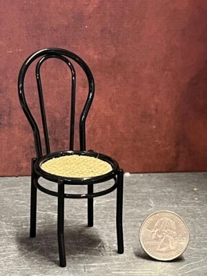 Silla miniatura de metal negro para casa de muñecas Reutter escala 1:12 F147 Dollys Gallery Foto 1 de 2