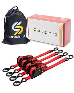 Retractable Ratchet Straps 1 in x 10 ft, Secure Tie-Downs with Rubber-Coated ... - Picture 1 of 6