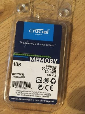 Crucial 1gb Memory DDR2-800 Sodimm 1.8v Cl6 - Image 1 of 2