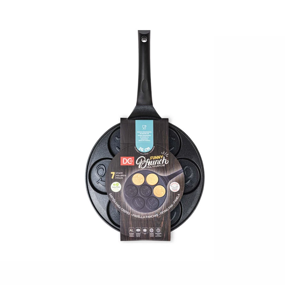 DC CASA Padella Pancake, Uova e Crepes con 6 Faccine, Diam. 26 cm
