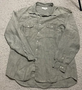 J Crew Linen Shirt XL Mens Long Sleeve Beach Resort Green - Picture 1 of 9