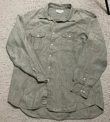 J Crew Linen Shirt XL Mens Long Sleeve Beach Resort Green - Image 1 of 4