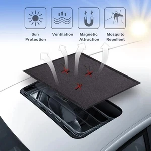 37.4ln*21.6ln Magnetic Sunroof Sun Shade Black Mesh Ray Shield Foldable - Bild 1 von 6