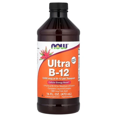 Now Foods Ultra B-12 5 000 mcg 16 fl oz 473 ml, Kosher, Foto 1 de 3