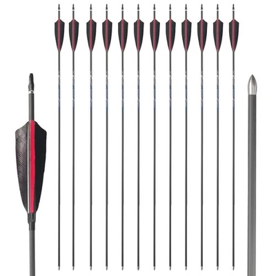 Spine400-1000 With Turkey Feather Vanes Archery Hunt Carbon Arrow Shaft ID4.2mm - Image 1 of 4