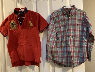 POLO Ralph Lauren Big Pony Polo Shirt + Button Down Shirt *2pc -- size 7 years  - Image 1 of 2