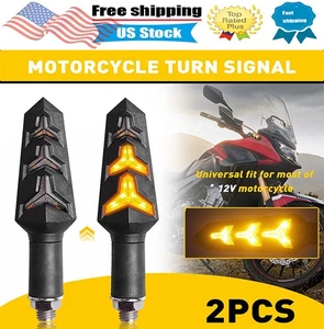 2Pcs Sequential Flowing LED Motorcycle Turn Signal Lights Brake Lamp Left Right - Picture 1 of 19