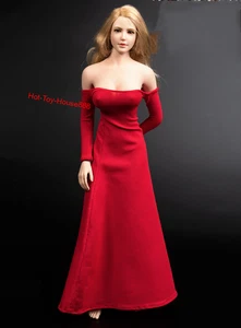 1/6 Scale Evening Party Long Red Dress Model For 12" Female Action Figures Body - Picture 1 of 6