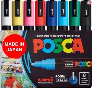 POSCA 8-Color Paint Marker Set, PC-5M Medium - Picture 1 of 8