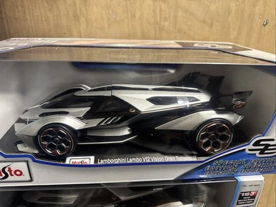 ⭐MAISTO 1:18 SCALE - LAMBORGHINI V12 GRAN TURISMO DIECAST MODEL CAR SILVER⭐