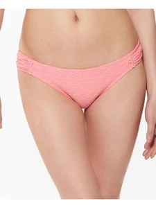 JESSICA SIMPSON Women's Coral Eyelet Lined Shirred Hipster Swimsuit Bottom L - Picture 1 of 6