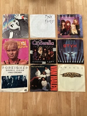 LOT OF (9) 45 RPM VINYL RECORD LOT - Pink Floyd, Van Halen, Styx, Cyndi Lauper - Image 1 of 4