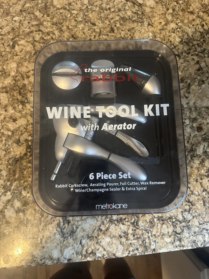 Kit de herramientas de vino de conejo original con aireador juego de 6 piezas NUEVO metrokane Foto 1 de 4