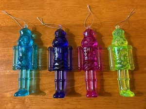 Nutcracker Ornament Set Retro Style Neon Pink  Blue Purple Green Christmas Decor - Picture 1 of 5