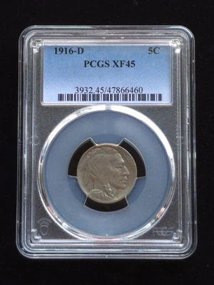 1916-D Buffalo Nickel PCGS Graded XF45 #47866460 - Image 1 of 4