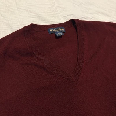 Brooks Brothers Suéter Chaleco Para Hombres XL Borgoña Lana Merino Hilo Italiano Preppy Foto 1 de 4