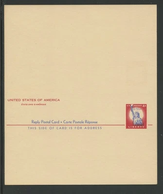 US UY16, 1956 LIBERTY TYPE, UNFOLDED REPLY CARD (US4311K) - Image 1 of 2