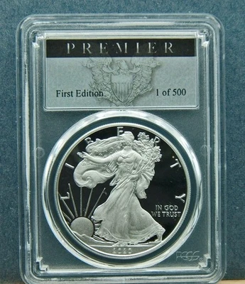 Серебряный Орел 2020-W PR-70, T-1, первое издание 1 из 500 сертифицирован PCGS «LQQK» - Изображение 1 из 4