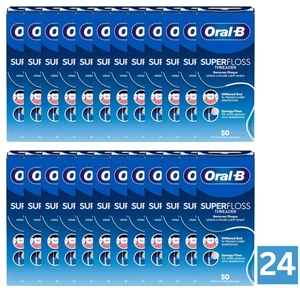 24 x Oral B Super Floss Threader 50 Pre Cut Strands | Dental Floss - Bild 1 von 2