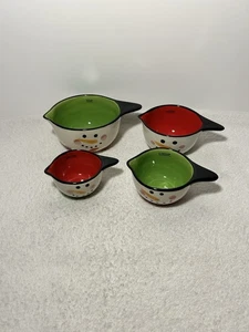 Great Gatherings Set Of 4 Snowman Ceramic Measuring Cups 1/4c, 1/3c, 1/2c, 1cup - Picture 1 of 24