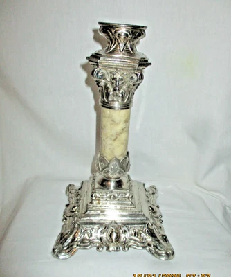 Pied de lampe à pétrole en marbre/onyx et régule / Chapiteau corinthien / XIXe - Photo 1/4