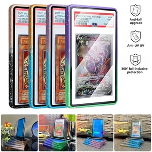 Magnetic Aluminum Metal Case UV-Resistant Tempered Glass For PSA Graded Cards US - Picture 1 of 17