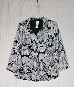 CHICOS | Damen Wende-Shirt Paisley-Einfarbig Größe XXL (4) Schwarz Karriere Chic - Bild 1 von 7