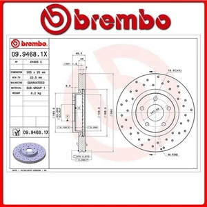 09.9468.1X#25 DISCO FRENO ANTERIORE SPORTIVO BREMBO XTRA FORD C-MAX II Van 2.0 T - Foto 1 di 1