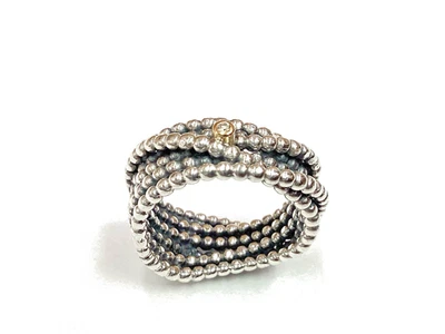 Pandora Plata Esterlina Enredado Belleza Anillo Diamantes, Oro 14k Talla 7 Foto 1 de 4