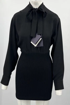 Mini Vestido Prada 2022 Lana/Seda Abotonado + Acanalado Talla 40 NUEVO Foto 1 de 4