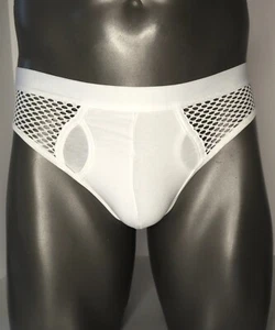 NEW MEN'S MESH WHITE BRIEF (S & L) - Picture 1 of 4