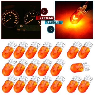 20 Piezas W5W T10 194 Carril Luz Amarillo Bombilla Cristal Coche Bombillas Halógenas 12V Foto 1 de 4