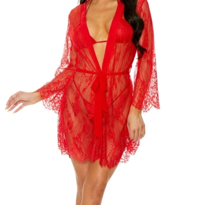 Shirley of Hollywood Rojo Encaje Bata Sujetador y Braguita Conjunto Estilo SS1072 XX-Grande Foto 1 de 4