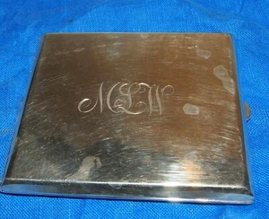STERLING CIGARETTE BOX 925-1000 INITIALS"MLW' 925-1000 -19 C -GRAMS:136.10 - Picture 1 of 8