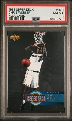 1993 Upper Deck CHRIS WEBBER "Holojams" #H28 ROOKIE RC Warriors HOF - PSA 8 - Image 1 of 2
