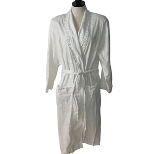 Victoria's Secret Robe Womens Vintage Size M White Embossed Crochet Lace Trim - Picture 1 of 10