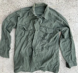 USMC P53 HBT Shirt Jacket US Military 50s Vtg Korea Vietnam Faded Small  - Picture 1 of 11