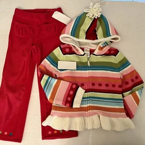 NWT Girls 4T Gymboree WINTER CHEER Cotton Zip Hooded SWEATER & Fleece PANTS Set - Picture 1 of 7