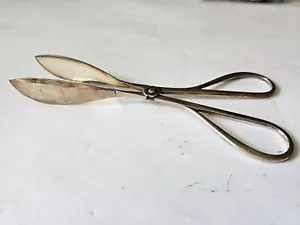Vintage Cupronickel Scissor Tongs Ornate Salad Serving Spoon Silver Plated  - Picture 1 of 14
