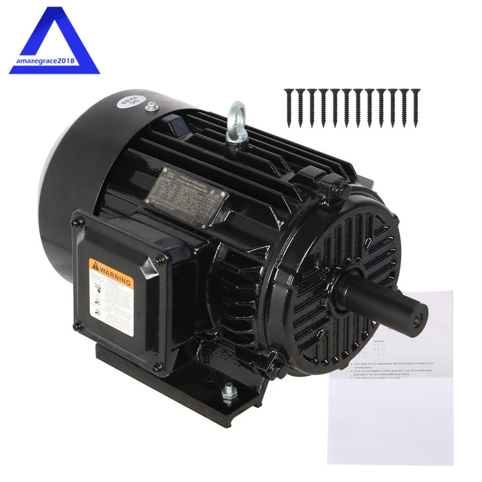 Electric Motor 5 HP 3 Phase 1800 RPM 184T Frame TEFC 230/460 Volt Severe Duty US - Image 1 of 4