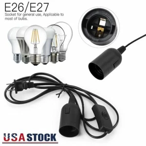 E26 E27 Light Bulb Socket to Wall Outlet Plug Adapter On/Off Switch 6FT Cord USA - Picture 1 of 7
