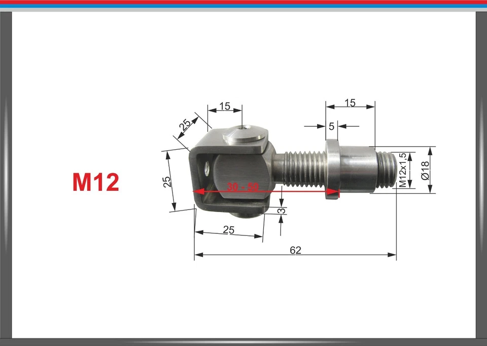 Torband Edelstahl M12x1,5 Scharnier Tor Tür Torantrieb Anschweißband Scharnier