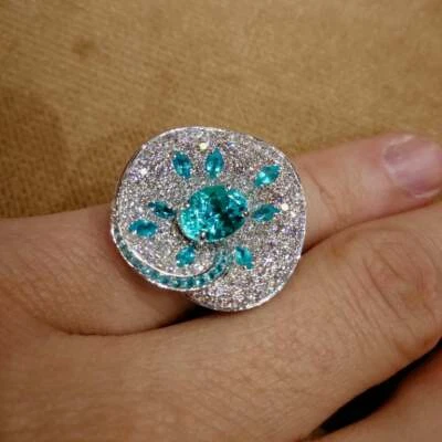 2.00 Carat Oval Tourmaline Gemstone Women's Engagement 935 Argentium Silver Ring - Image 1 of 4