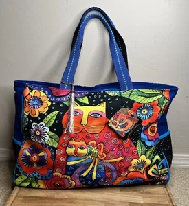 Laurel Burch X-Large Tote Bag Mother Daughter Felines Cats in Flowers LB6400 NWT - Picture 1 of 16