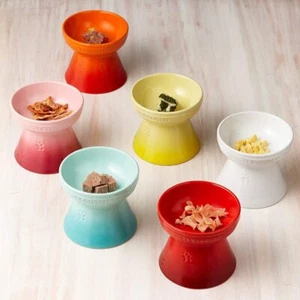 LE CREUSET High Stand Pet Bowl Dishes Cat Dog Food water container 8 COLORS New - Picture 1 of 20